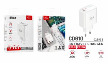 ELLIE CD610 BIANCO QC3.0+PD20W POWER ADAPTER