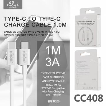 Ellietech CC408 Cable de Dato para Tipo C a Tipo C 1M
