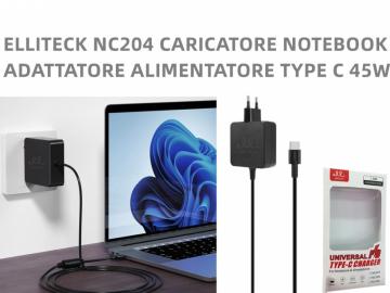 ELLITECK NC204 CARICATORE NOTEBOOK ADATTATORE ALIMENTATORE TYPE C 45W