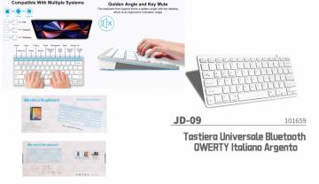 ELLITECK JD-09 Tastiera Universale Bluetooth QWERTY Italiano Argento
