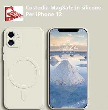 IPHONE 12 CUSTODIA PER TELEFONO IN SILICONE LIQUIDO IMITAZIONE TPU MAGNETICO