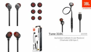 JBL Tune 310C Auricolare Cablato In-ear Musica e Chiamate USB tipo-C