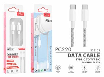 ELLIE PC220 BIANCO DATA CABLE  TYPE-C TO TYPE-C 5A 2M