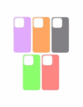 IPHONE 15 PLUS SEMI-MATTE  SILICONE GEL SEMI HARD COVER CASE 5 PEZZI(COLORE MISTO)