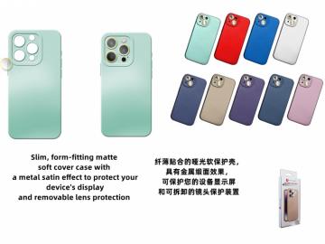 IPHONE 15 PRO METAL SATIN EFFECT SOFT COVER CASE WITH LENS PROTECTION 10 PEZZI (3NERI +7 COLORI MISTI)