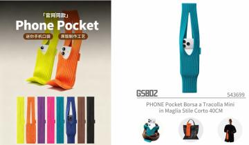 ELLITECK GS802 PHONE Pocket Borsa a Tracolla Mini in Maglia Stile Corto 40CM