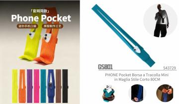 ELLITECK GS801 PHONE Pocket Borsa a Tracolla Mini in Maglia Stile Lungo 80CM