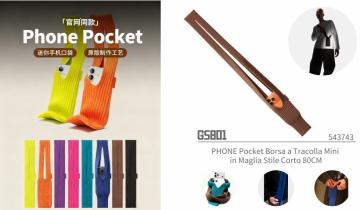 ELLITECK GS801 PHONE Pocket Borsa a Tracolla Mini in Maglia Stile Lungo 80CM