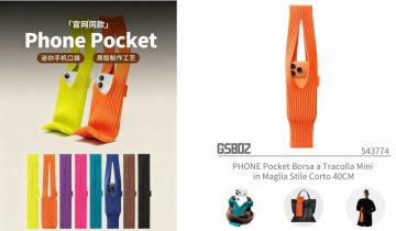 ELLITECK GS802 PHONE Pocket Borsa a Tracolla Mini in Maglia Stile Corto 40CM