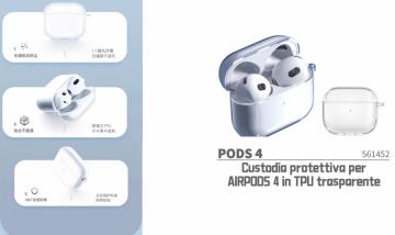Custodia protettiva per AIRPODS 4 in TPU trasparente