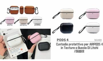 Custodia protettiva per AIRPODS 4 in Texture a Buccia Di Litchi 4pz colore misto