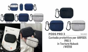 Custodia protettiva per AIRPODS PRO 3 in Texture Nubuck 3pz colore misto