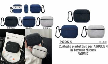 Custodia protettiva per AIRPODS 4 in Texture Nubuck 3pz colore misto