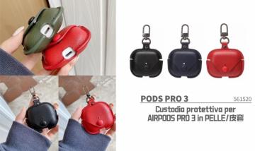 Custodia protettiva per AIRPODS PRO 3 in PELLE  3pz colore misto