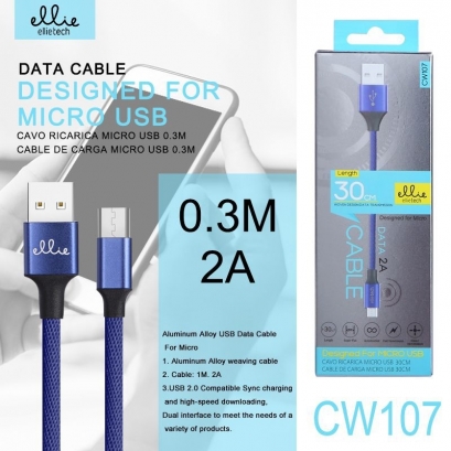 Ellie CW107 cavo microusb in nylon, 2a, 30cm