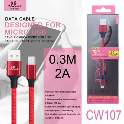Ellie CW107 cavo microusb in nylon, 2a, 30cm
