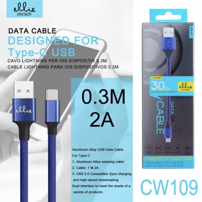 Ellie CW109 cavo type-c in nylon, 2a, 30cm
