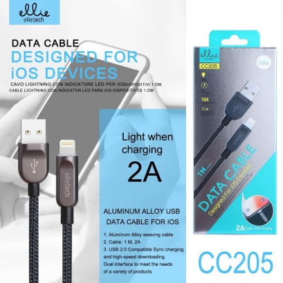 Ellie CC205 cavo lightning in nylon, 2a, 1m luce led