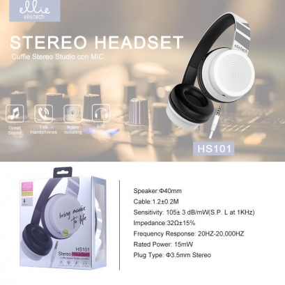 Ellie HS101 cuffie stereo studio con mic