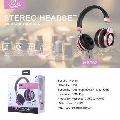 Ellie HS102 cuffie stereo studio con mic