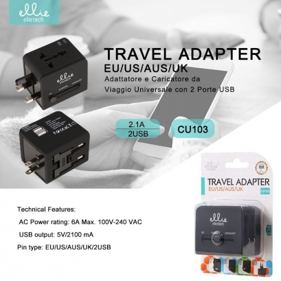 Ellie CU103 Adattatore Multiuso per EU/US/AUS/UK
