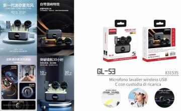 ELLITECK GL-S3 Microfono lavalier wireless USB C con custodia di ricarica