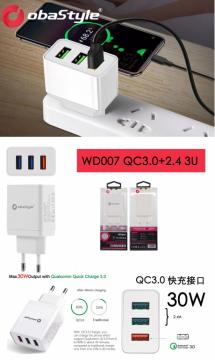 CARICATORE SUPER FAST CHARGER 3USB 30W   WD007