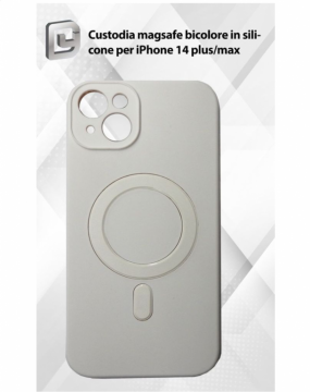 IP 14 PLUS CUSTODIA MAGSAFE BICOLORE CON FORO DI PRECISIONE IN SILICONE