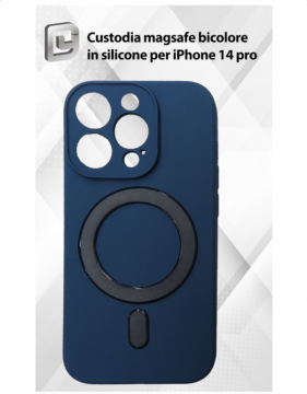 IP 14 PLUS CUSTODIA MAGSAFE BICOLORE CON FORO DI PRECISIONE IN SILICONE