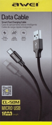 Awei CL-50M Cavo Micro-usb in Nylon con Ricarica Veloce Intelligente, 1m