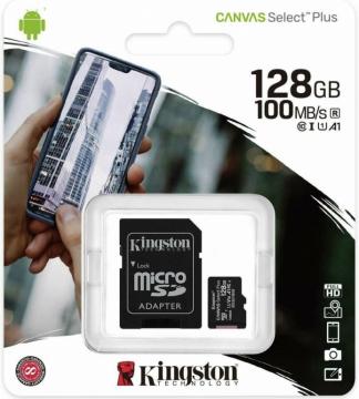 Kingston canvas select plus Micro 128gb SDCS2 classe 10 Uhs-i Adattatore