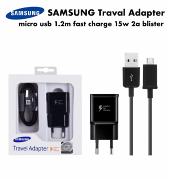 SAMSUNG ALIMENTATORE+CAVO MICROUSB,RICARICA RAPIDA,15W,2A,1.2M,BLISTER