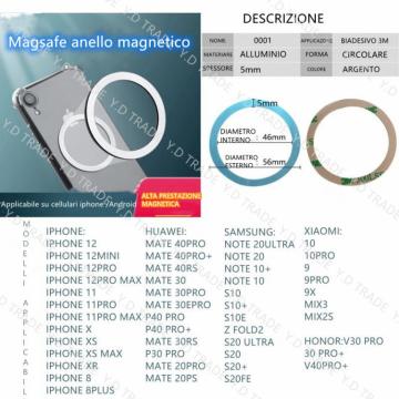 ANELLO MAGNETICO IN ALLUMINIO ARGENTO  3PZ