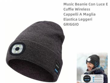 Unisex Music Beanie Con Luce E Cuffie Wireless Cappelli A Maglia Elastica Leggeri