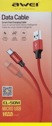 Awei CL-50M Cavo Micro-usb in Nylon con Ricarica Veloce Intelligente, 1m