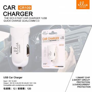 ELLIE CR109 CARICATORE PER AUTO QC 3.0 ,1 USB